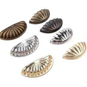 Golden Shell Cabinet Pull Bright Chrome Single Hole Drawer Retro Antique Brass Handle 1Pcs(8182-Gold) in Kuwait