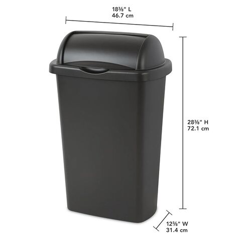 13-Gallon Kitchen Trash can with roll-up lid, Black in Saudi Arabia