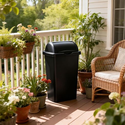 13-Gallon Kitchen Trash can with roll-up lid, Black in Saudi Arabia