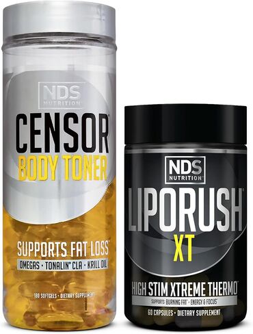 مجموعة Censor NDS Nutrition LipoRUSH XT لفقدان الدهون وتونر الجسم - CLA، أوميغا 3-6-9، L-Carnitine وTecrine للحصول على أقصى قدر من الطاقة والتمثيل الغذائي وتمزيق الدهون in Kuwait