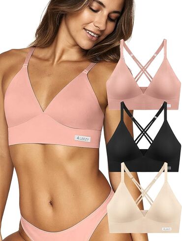 حمالة صدر ليفونا ليزر كت للنساء - حمالة صدر رياضية بظهر ريسر مع بطانة قابلة للإزالة وأشرطة قابلة للتعديل لراحة يومية in Kuwait