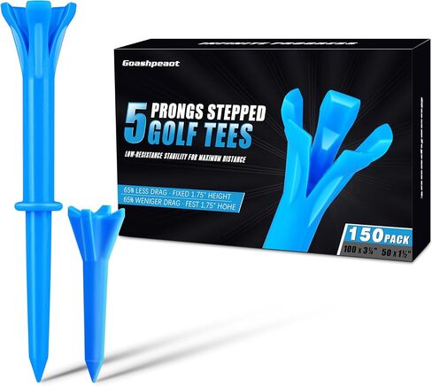 150 Pack Mixed Sizes (3-1/4"x100 & 1-1/2"x50) 5-Prong Golf Tees – Ultra-Stable & Low-Resistance Design for Longer Drives Plastic Golf Tees in Kuwait