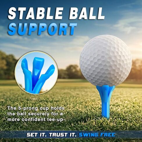 150 Pack Mixed Sizes (3-1/4"x100 & 1-1/2"x50) 5-Prong Golf Tees – Ultra-Stable & Low-Resistance Design for Longer Drives Plastic Golf Tees in Kuwait