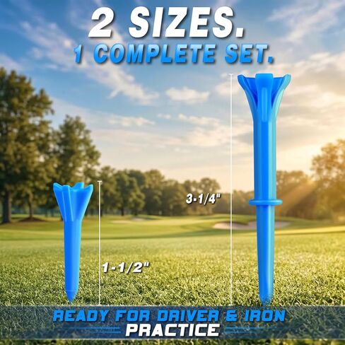 150 Pack Mixed Sizes (3-1/4"x100 & 1-1/2"x50) 5-Prong Golf Tees – Ultra-Stable & Low-Resistance Design for Longer Drives Plastic Golf Tees in Kuwait