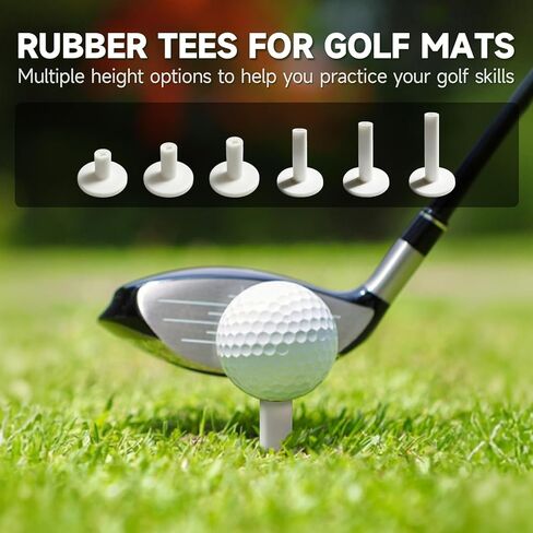 تي شيرتات جولف مطاطية مكونة من 16 قطعة للحصائر ونطاق القيادة ومحاكي الجولف الداخلي - تي شيرتات عالمية لسجادات العشب الصناعي مع 6 حوامل مطاطية و10 تي شيرتات من الخيزران in Kuwait