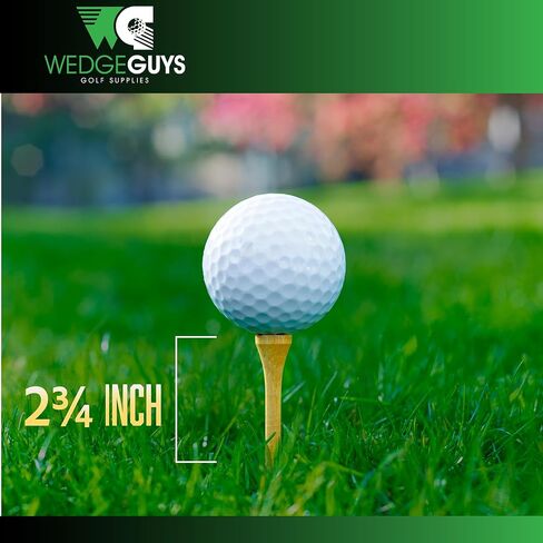 Wedge Guys Bamboo Golf Tees 2-3/4" & 3-1/4" | 100,250,500 or 1000 pcs. | Extra Durable & Stronger Than Wood Tees | Biodegradable & Less Friction | PGA Professional Approved, Golf Tees Bulk Bag in Kuwait
