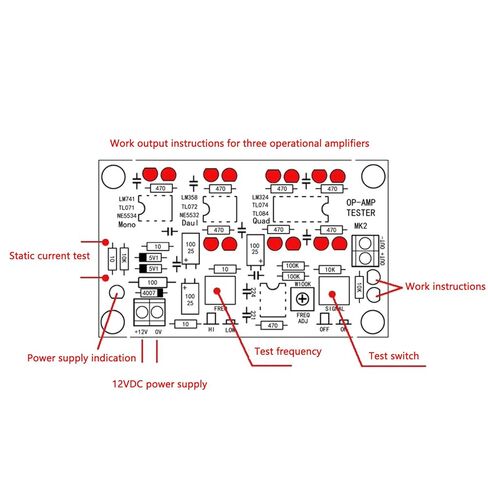OP AMP وحدة اختبار تضخيم دائرة اختبار مضخم التشغيل لوحة اختبار لاختبار واحد مزدوج رباعي DC12V T2 in Saudi Arabia