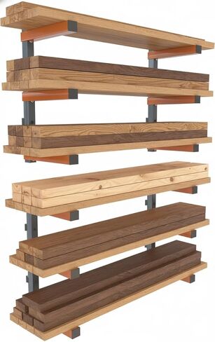 Bora Lumber Storage Rack for Garage Organization - 2 Pack of 3 Level Wall Mount Wood Rack - PBR-0315 in Saudi Arabia