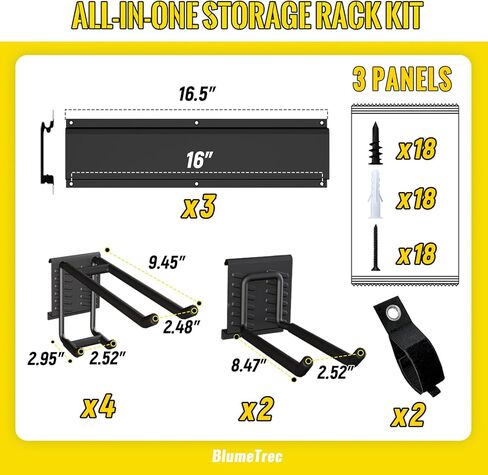 منظم أدوات المرآب مثبت على الحائط، منظم حائط معدني شديد التحمل مقاس 48 بوصة، 3 قضبان مع 6 خطافات قابلة للتعديل، رف تخزين للحديقة للتنظيم، حامل تعليق قوي للأدوات لساحة سقيفة المجرفة in Kuwait