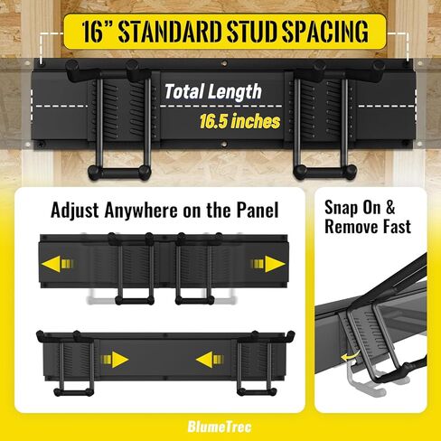 منظم أدوات المرآب مثبت على الحائط، منظم حائط معدني شديد التحمل مقاس 48 بوصة، 3 قضبان مع 6 خطافات قابلة للتعديل، رف تخزين للحديقة للتنظيم، حامل تعليق قوي للأدوات لساحة سقيفة المجرفة in Kuwait