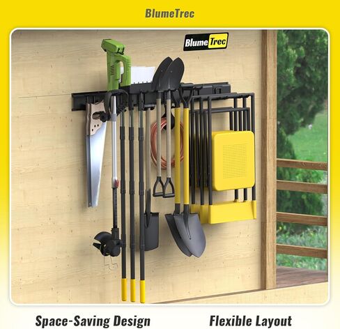 منظم أدوات المرآب مثبت على الحائط، منظم حائط معدني شديد التحمل مقاس 48 بوصة، 3 قضبان مع 6 خطافات قابلة للتعديل، رف تخزين للحديقة للتنظيم، حامل تعليق قوي للأدوات لساحة سقيفة المجرفة in Kuwait