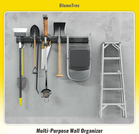 منظم أدوات المرآب مثبت على الحائط، منظم حائط معدني شديد التحمل مقاس 48 بوصة، 3 قضبان مع 6 خطافات قابلة للتعديل، رف تخزين للحديقة للتنظيم، حامل تعليق قوي للأدوات لساحة سقيفة المجرفة in Kuwait