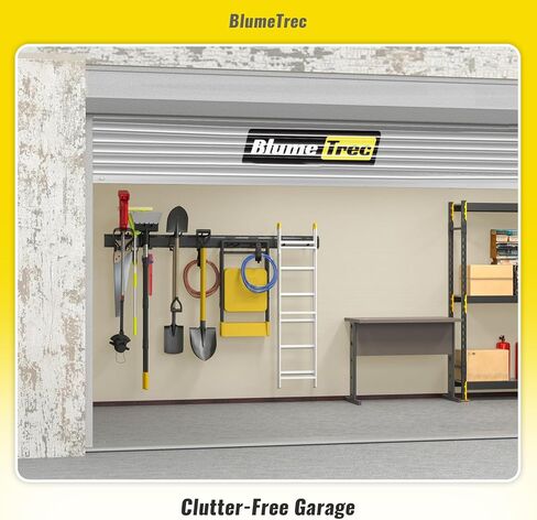 منظم أدوات المرآب مثبت على الحائط، منظم حائط معدني شديد التحمل مقاس 48 بوصة، 3 قضبان مع 6 خطافات قابلة للتعديل، رف تخزين للحديقة للتنظيم، حامل تعليق قوي للأدوات لساحة سقيفة المجرفة in Kuwait