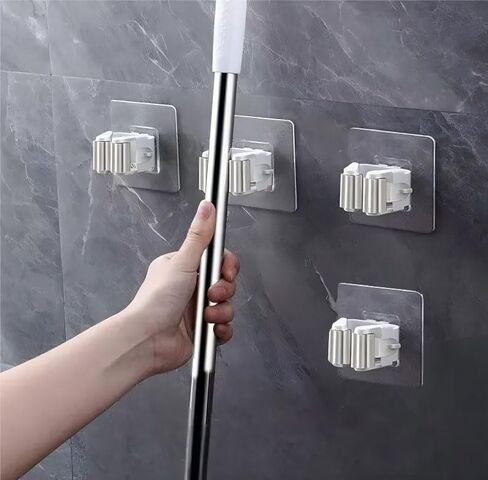 4PCS Broom Holder Wall Mount, Mop Holder Hanger, Broom Storage Organizer, Hanging Heavy Duty Tool Organizer Slots for Home, Kitchen, Garage, Garden, Laundry Accessories in Saudi Arabia