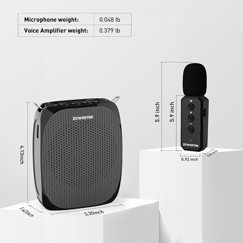 ZOWEETEK مضخم صوت مع ميكروفون لاسلكي Lavalier Lapel للمعلمين، نظام ميكروفون شخصي جديد 2025، مشبك مكبر صوت محمول على الميكروفون، مضخم صوت صغير للكلام والاجتماع واليوجا in Kuwait