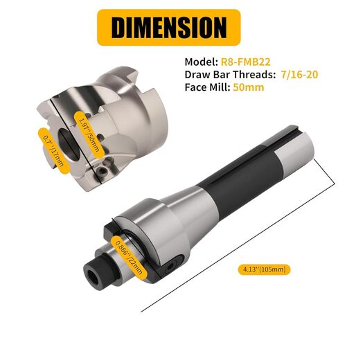 HOZLY R8 عرقوب FMB22 7/16-20UNF مطحنة الوجه أربور 400R 50 مم نهاية طحن شل القاطع 10 قطع APMT1604 كربيد إدراج وT15 وجع CNC أدوات الآلة (50 مم -4T) in Saudi Arabia
