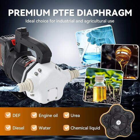 Poafamx DEF Transfer Pump, 10GPM 500W Diesel Exhaust Fluid Pump with 4.0Ah Battery, Cordless Electric Self Priming Water Pump, Diaphragm Pump for Urea, Fuel, Acidic or Alkaline Chemical Liquids in Kuwait