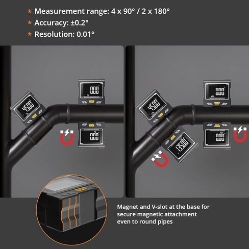 Neoteck Digital Angle Finder with Flip LCD VA Screen, 2x180°/4x90° Strong Magnetic Angle Gauge, 0.01° High Accuracy Protractor, Absolute/Relative Measurement for Woodworking,Automotive,Construction in Saudi Arabia