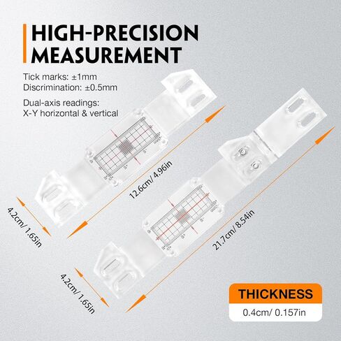 مجموعة مراقبة الشقوق، طقم قياس قياس الشقوق القياسية والزاوية مكون من 4 قطع، جهاز مراقبة إزاحة عرض الشقوق الخرسانية عالي الدقة بمقاييس ± 1 مم للجدران in Kuwait