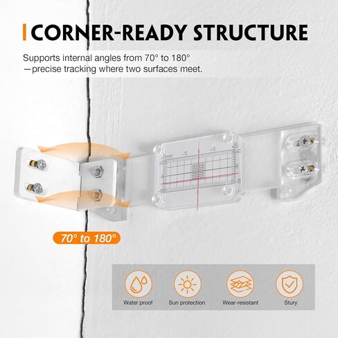 مجموعة مراقبة الشقوق، طقم قياس قياس الشقوق القياسية والزاوية مكون من 4 قطع، جهاز مراقبة إزاحة عرض الشقوق الخرسانية عالي الدقة بمقاييس ± 1 مم للجدران in Kuwait
