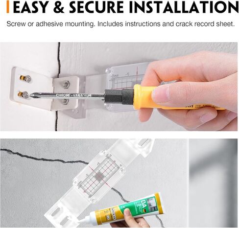 مجموعة مراقبة الشقوق، طقم قياس قياس الشقوق القياسية والزاوية مكون من 4 قطع، جهاز مراقبة إزاحة عرض الشقوق الخرسانية عالي الدقة بمقاييس ± 1 مم للجدران in Kuwait
