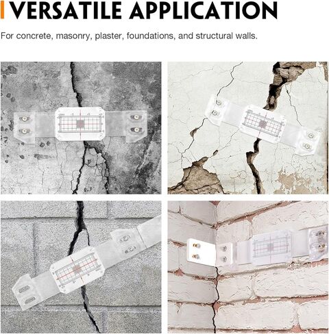 مجموعة مراقبة الشقوق، طقم قياس قياس الشقوق القياسية والزاوية مكون من 4 قطع، جهاز مراقبة إزاحة عرض الشقوق الخرسانية عالي الدقة بمقاييس ± 1 مم للجدران in Kuwait