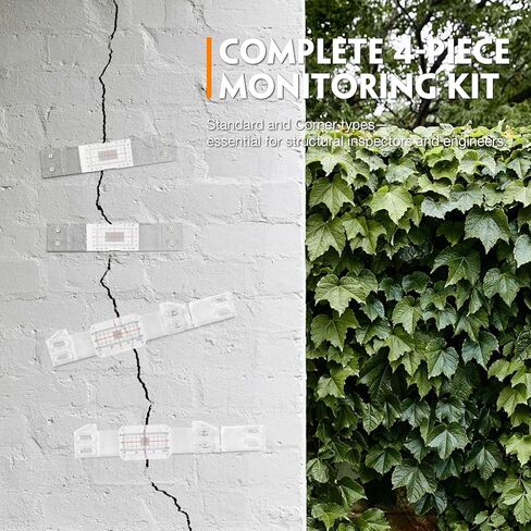 مجموعة مراقبة الشقوق، طقم قياس قياس الشقوق القياسية والزاوية مكون من 4 قطع، جهاز مراقبة إزاحة عرض الشقوق الخرسانية عالي الدقة بمقاييس ± 1 مم للجدران in Kuwait