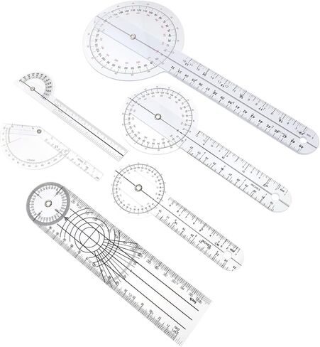 6Pcs Goniometer Plastic Angle Ruler Protractor for Joint Measurement Clear Rotary Design for Accurate Evaluation in Physical Therapy in Saudi Arabia