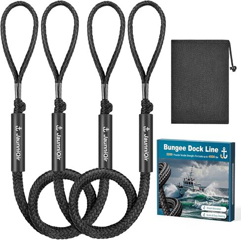 خطوط قفص الاتهام بنجي 2200 رطل 4-5.5 قدم، حبال رسو ممتصة للصدمات مع عوامات إسفنجية، ممتص صدمات قابل للتمدد لجيت سكي بونتون كاياك، 2 حزمة من ملحقات القوارب، حقيبة تخزين (أسود) in Kuwait