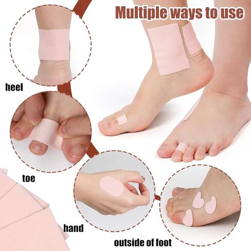 20pcs Adhesive Pads for Feet, Waterproof Moleskin Tape Prevention Padding Moleskin Stickers Strips for Feet Decrease Friction Hiking Running Travel Heel in Saudi Arabia