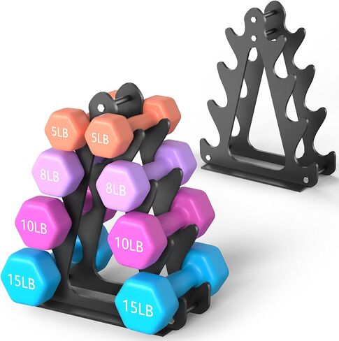 4-Tier Dumbbell Rack, Large Capacity Weight Rack for Women & Kids, Holds 1-11 lbs Dumbbell Stand Sets, Home Gym Storage Organizer(Dumbbells Not Included) in Kuwait