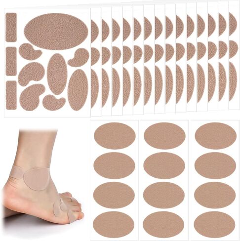 18 Sheets Moleskin Adhesive Pads, Multi-Shaped & Oval Moleskin Tapes, Anti-Wear Protective Strips Prevention Pads Mole Skin Patch for Feet Heels (Dark Brown) in Saudi Arabia