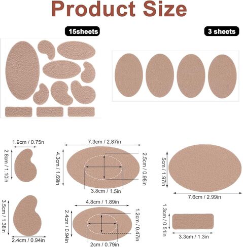 18 Sheets Moleskin Adhesive Pads, Multi-Shaped & Oval Moleskin Tapes, Anti-Wear Protective Strips Prevention Pads Mole Skin Patch for Feet Heels (Dark Brown) in Saudi Arabia
