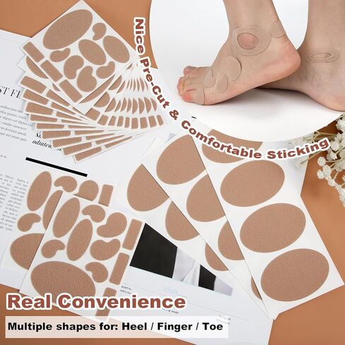 18 Sheets Moleskin Adhesive Pads, Multi-Shaped & Oval Moleskin Tapes, Anti-Wear Protective Strips Prevention Pads Mole Skin Patch for Feet Heels (Dark Brown) in Saudi Arabia