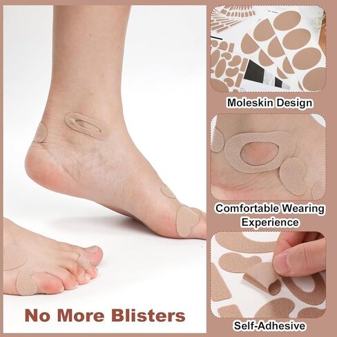 18 Sheets Moleskin Adhesive Pads, Multi-Shaped & Oval Moleskin Tapes, Anti-Wear Protective Strips Prevention Pads Mole Skin Patch for Feet Heels (Dark Brown) in Saudi Arabia