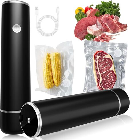 Powerful Handheld Vacuum Sealer – Compact Food Saver Machine with 10 Reusable Bags, Portable Design for Meal Prep, Sous Vide & Long-Term Food Storage (Silver) in Saudi Arabia