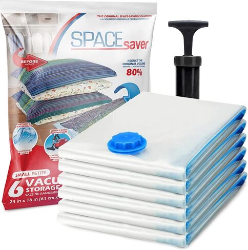 6 عبوات من أكياس تخزين مفرغة الهواء كبيرة الحجم للألحفة والبطانيات والملابس - أكياس ضغط محكمة الغلق مع مضخة يدوية - أكياس تخزين موفرة للمساحة للفراش والحركة والسفر والتنظيم in Kuwait