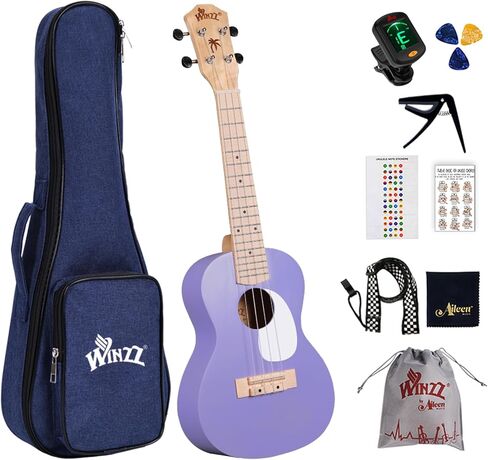 Winzz AU-C00 Concert Ukulele Beginner Set for Adults and Children, 23 Inches Ukelele Purple in Kuwait