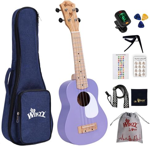 مجموعة Winzz AU-C00 Concert Ukulele للمبتدئين للبالغين والأطفال، 23 بوصة Ukelele أرجواني in Kuwait