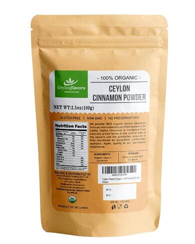 Ceylon Flavors Organic Ceylon Cinnamon Powder, Premium Special Grade, Non GMO, Harvested from a USDA Certified Organic Farm in Sri Lanka (3.5 oz) in Saudi Arabia