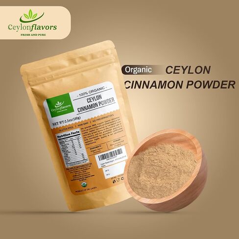 Ceylon Flavors Organic Ceylon Cinnamon Powder, Premium Special Grade, Non GMO, Harvested from a USDA Certified Organic Farm in Sri Lanka (3.5 oz) in Saudi Arabia