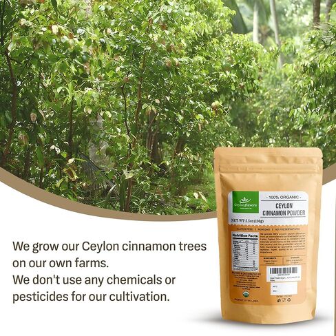 Ceylon Flavors Organic Ceylon Cinnamon Powder, Premium Special Grade, Non GMO, Harvested from a USDA Certified Organic Farm in Sri Lanka (3.5 oz) in Saudi Arabia