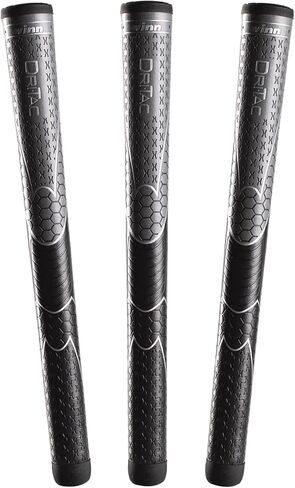 مقابض Winn Golf DriTac مبطنة مضادة للانزلاق، ماصة للرطوبة وامتصاص الصدمات، تقنية AVS، محاذاة اليد وضغط قبضة أخف، مبتذل في جميع الأحوال الجوية (رمادي / أسود، كبير الحجم) in Saudi Arabia