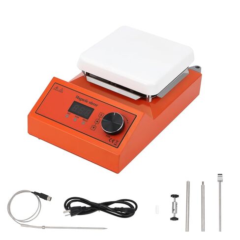 Magnetic Stirrer Hot Plate, Ceramic-Coated, 300°C Max Temp & 200-2000 RPM, with Stir Bar Retriever, 5L Capacity for Lab, Home Brewing, Chemistry - 6.7x6.7 Inch Plate (Orange) in Kuwait