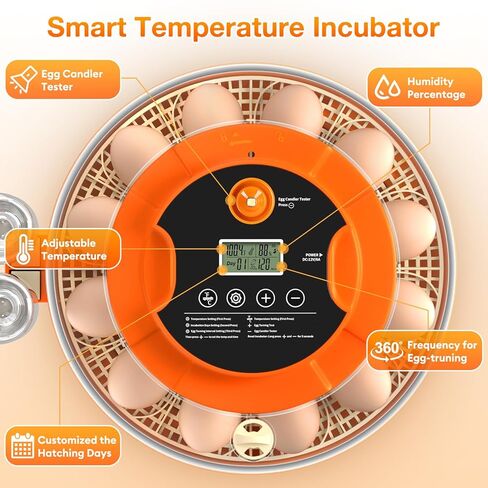Incubators for Hatching Eggs, 18 Egg Incubator with Automatic Egg Turning and Humidity Control Incubator for Chicken Duck Quail Home Lab Classroom, 2 Type Tray in Kuwait