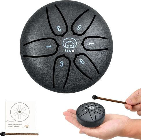 Buddha Stones Mini Steel Longan Drum 3 بوصة 6 ملاحظات أداة طبل فولاذية in Kuwait