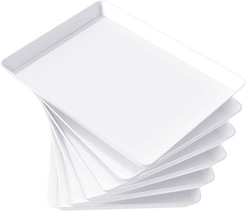 Lifewit Serving Tray for Party Supplies, Reusable Serving Platter for Catering, Snack, Fruit, Charcuterie, Appetizer, Plastic Food Trays, Hosting Essentials, BPA Free, White, 4 Pcs in Saudi Arabia