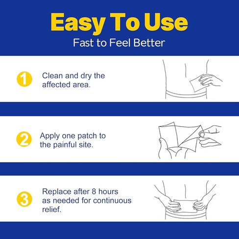 4% Lidocaine Maximum Strength Pain Relief Gel Patches, Numbing Gel Patch for Back, Shoulder, Muscle, Joints, Knee Pain Relief,30 Counts in Kuwait