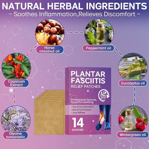 14 قطعة لتخفيف التهاب اللفافة الأخمصية، تخفيف آلام الكعب بشكل طبيعي لالتهاب اللفافة الأخمصية، أقصى قوة لمدة 12 ساعة، تسخين عميق، تهدئة آلام المفاصل من أجل عدم راحة الكعب in Kuwait