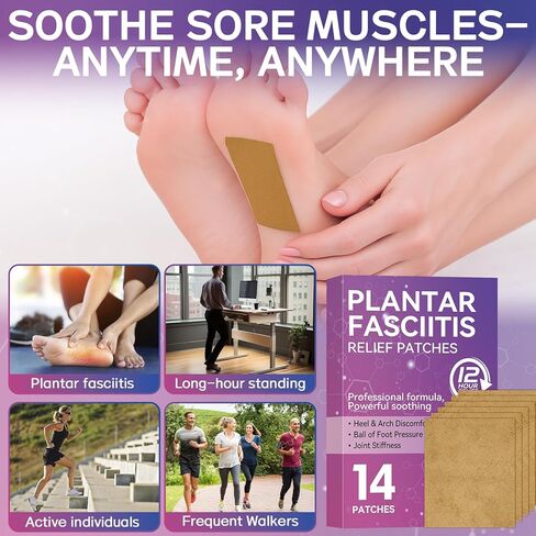 14 قطعة لتخفيف التهاب اللفافة الأخمصية، تخفيف آلام الكعب بشكل طبيعي لالتهاب اللفافة الأخمصية، أقصى قوة لمدة 12 ساعة، تسخين عميق، تهدئة آلام المفاصل من أجل عدم راحة الكعب in Kuwait